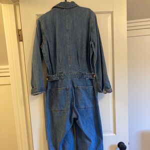 Billabong Endless Days Denim Jumpsuit Utilitarian Cropped Wide Leg Fitted Waist